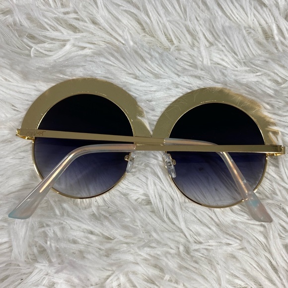 Oversized Retro Rainbow Sunnies Sunglasses Gold Frames  Smoke Blue Black Lens - Picture 4 of 8